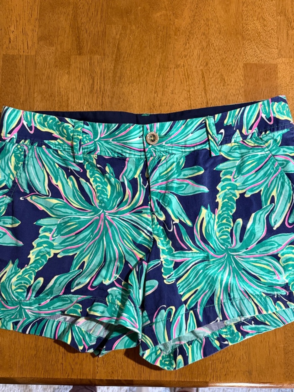Lilly Pulitzer Navy Shorts with Teal & Pink Tropical Print